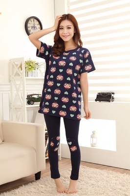 【2014春夏新款糖果色睡衣 愛心卡通短袖睡衣套裝女睡衣 日系家居服】價格,廠家,圖片,家居服、睡衣、浴袍,汕頭市潮陽區銅盂艾妮服裝廠-