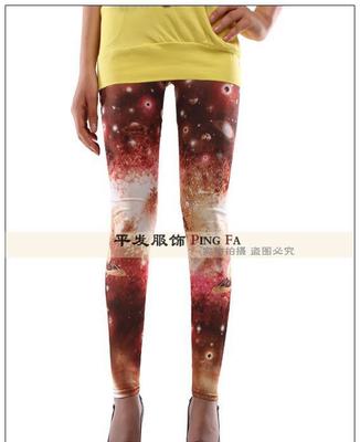 【批發(fā) 歐美原單外貿 紅色星空印花打底褲九分褲】價格_廠家_圖片 -